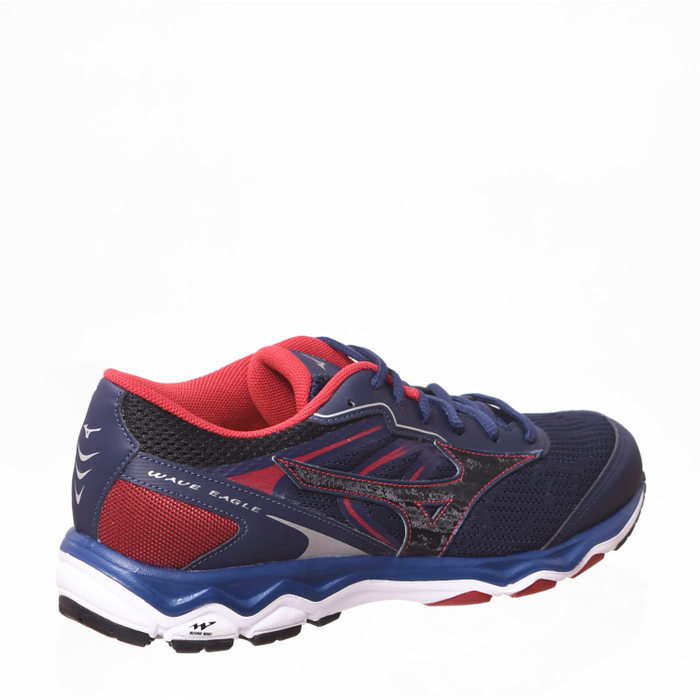 Tênis Mizuno Wave Eagle Mesh Detalhe Tela Estampa Logo Azul Marinho e Vermelho