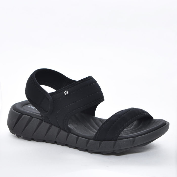 Sandália Papete Piccadilly Neoprane Cabedal Duas Tiras Detalhe Costura Salto Baixo Preto
