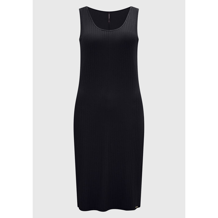 Vestido Longuete Lunender Viscose Elastano Malha Canelada Preto