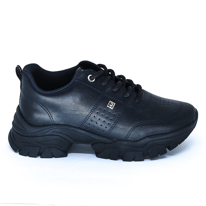 Tênis Chunky Ramarim Costura com Microperfuros Solado Tratorado Preto