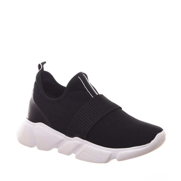 Tênis Chunky Giulia Domna Detalhe Elástico e Malha Trabalhada Preto e Branco