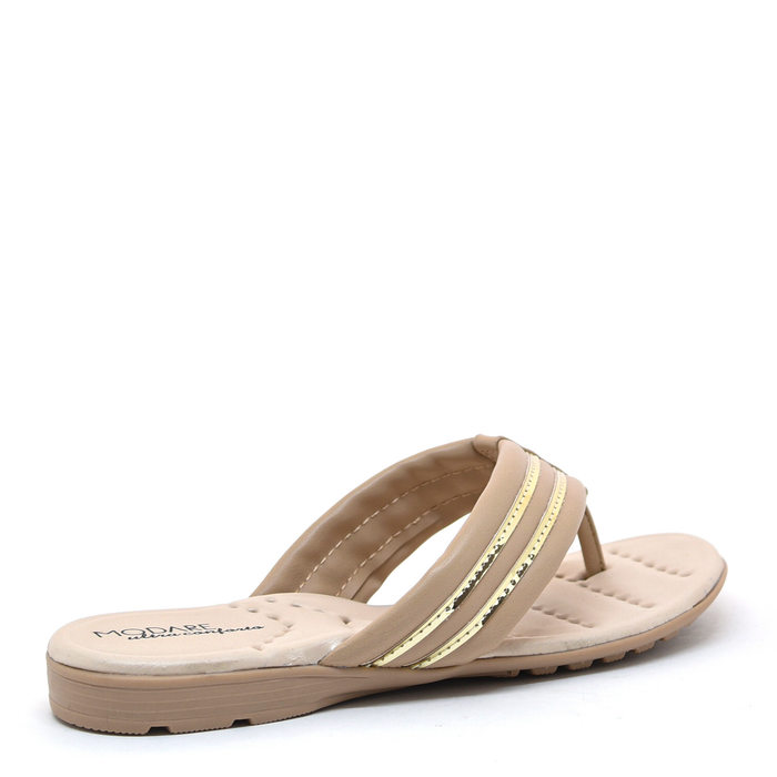 SANDÁLIA RASTEIRA MODARE ABERTA ULTRA CONFORTO FILETE DOURADO BEGE