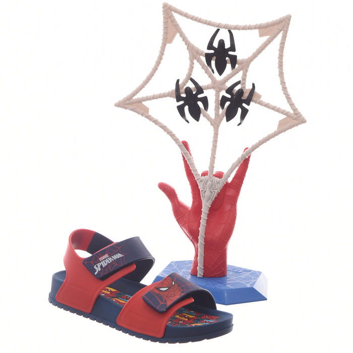 Sandália Papete Grendene Homem Aranha Acompanha Spider Jump Azul Marinho e Vermelho