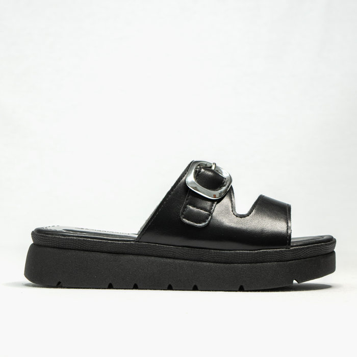 Rasteira Flatform Mississipi Tira Detalhe Fivela Solado Tratorado Preto