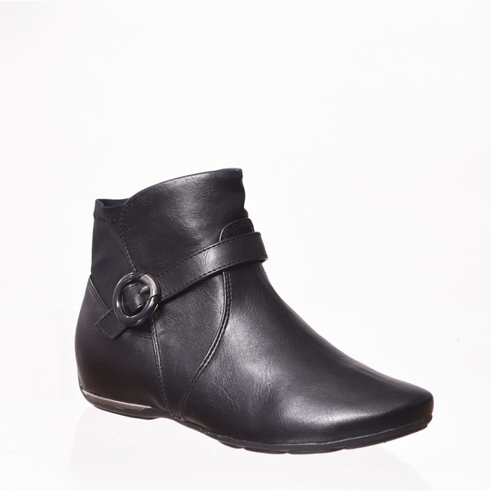 BOTA ANKLE BOOT COMFORTFLEX DETALHE FIVELA E LYCRA PRETA