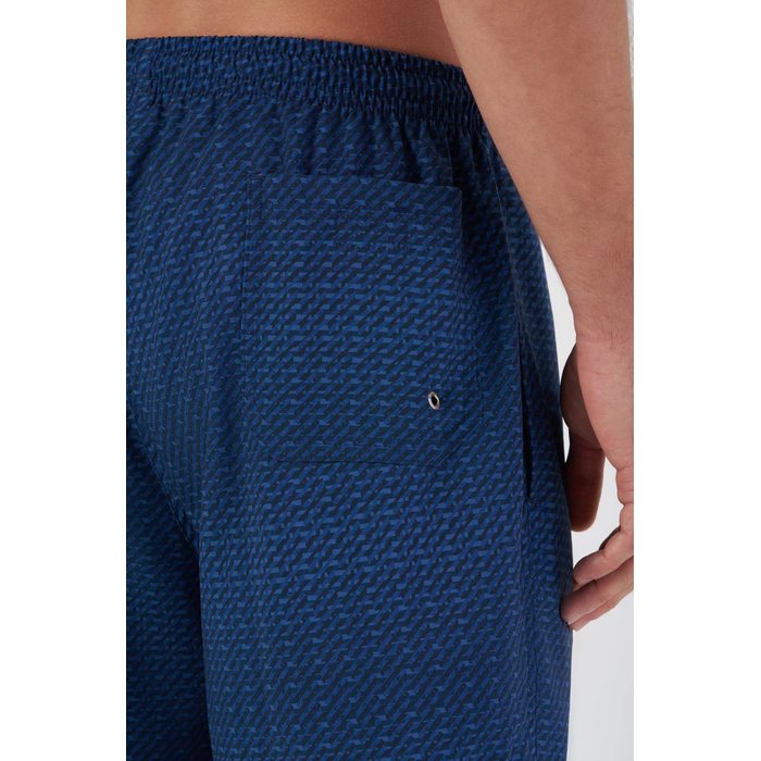 Short Banho Dlz Poliéster Elastano Cós Elástico com Amarração Estampa Geométrica Azul Marinho