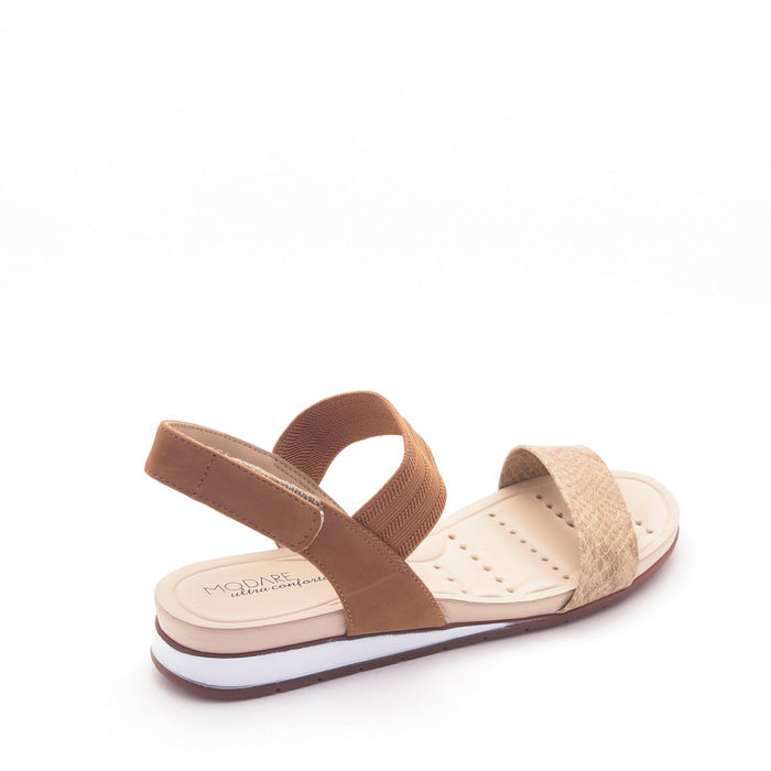 SANDÁLIA RASTEIRA MODARE ULTRA CONFORTO DETALHE ELÁSTICO ESTAMPA CROCO BEGE E MARROM
