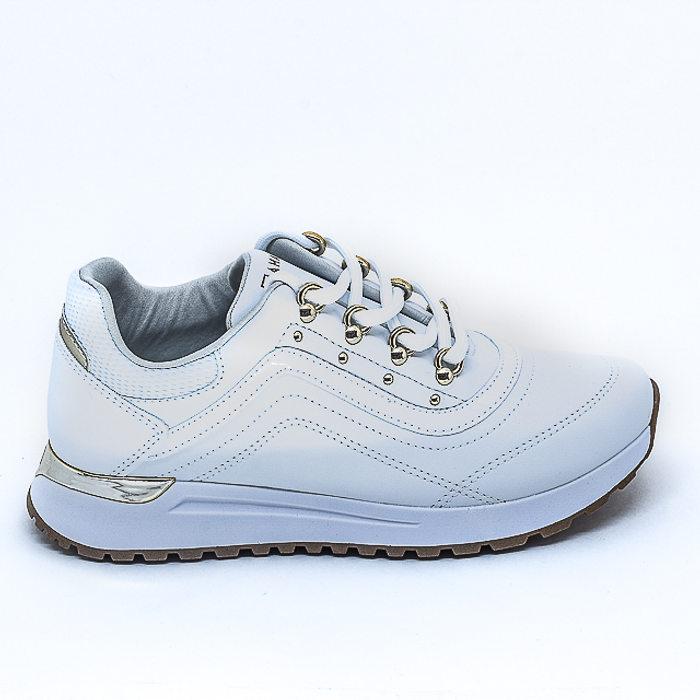 Tênis Jogger Ramarim Costura com Recortes Detalhe Metal Branco