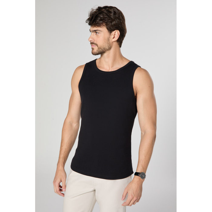 Camiseta Regata Dlz Algodão Malha Canelada Preto