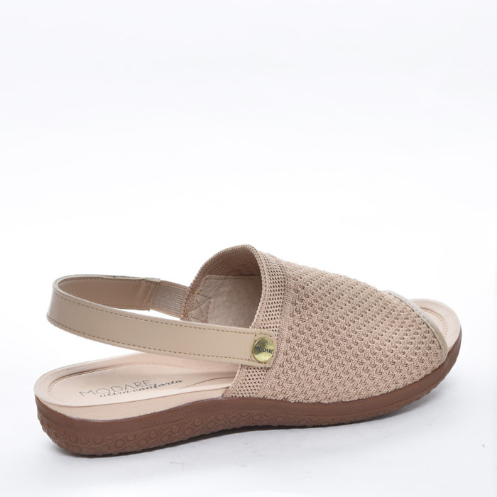 Sandália Modare Ultra Conforto Cabedal Mesh Trabalhado Palmilha Microperfuros Salto Baixo Bege
