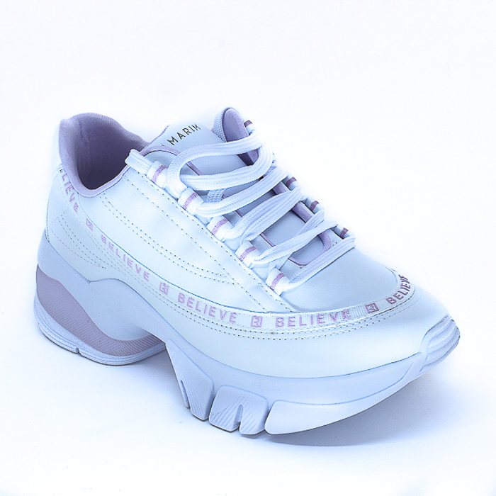 Tênis Chunky Ramarim Escrita Solado Tratorado Branco e Lilás