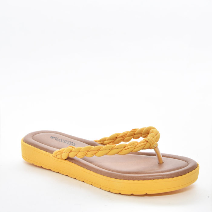 Chinelo Mississipi Flatform Cabedal Trançado Amarelo