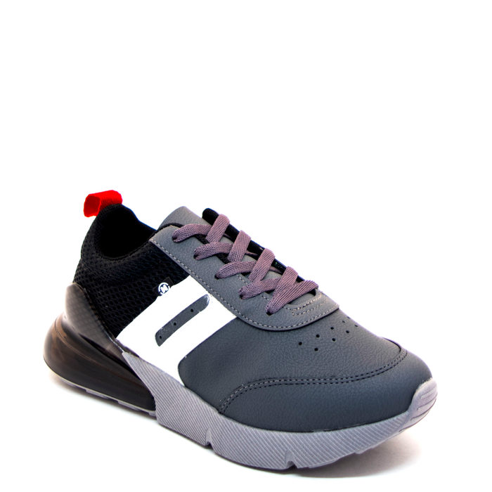 Tênis Molekinho com Gel Detalhe Microperfuros Tela Grafite e Preto