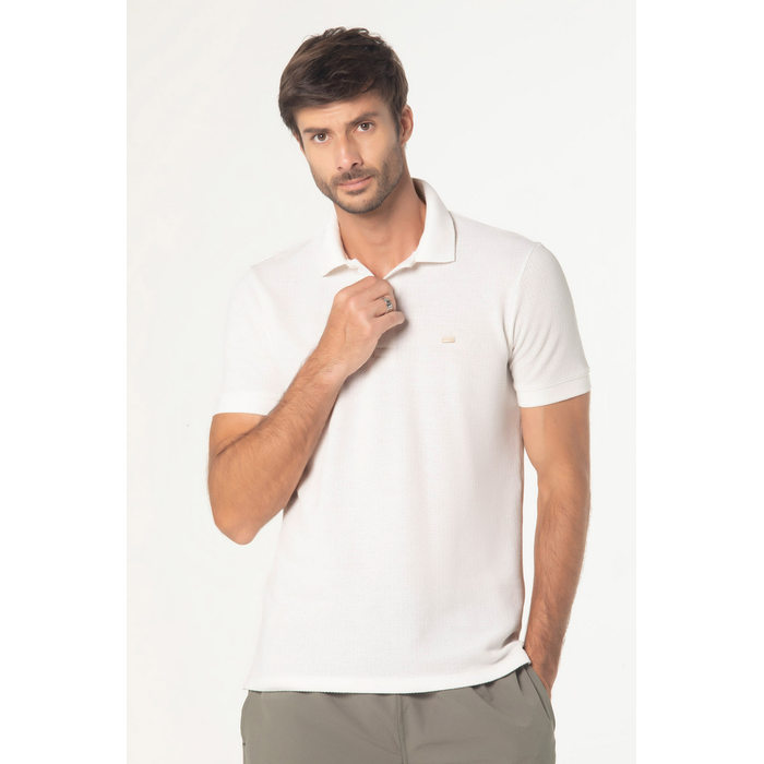 Camisa Polo Dlz Algodão Poliéster Texturizada Gola Colarinho Manga Curta Aplicação Logo Off White