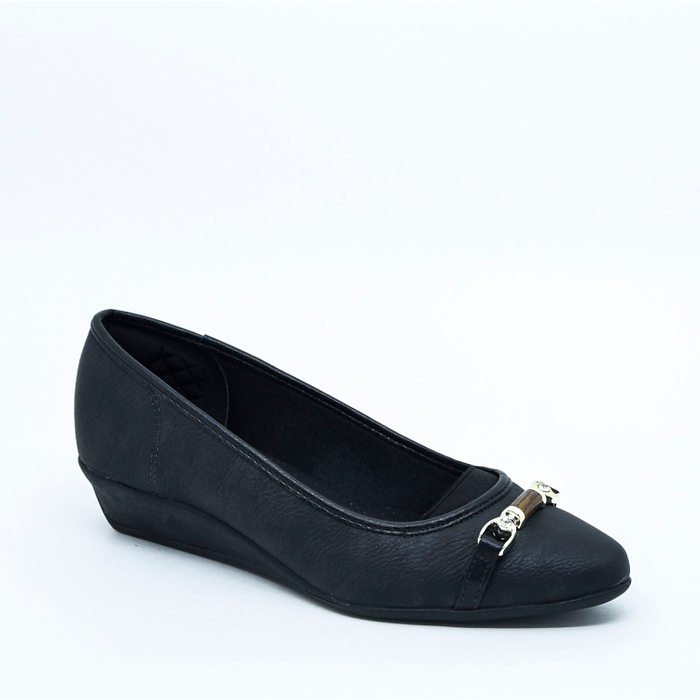 Sapato Socal Vudalfor Bico Quadrado Salto Rasteira Preto