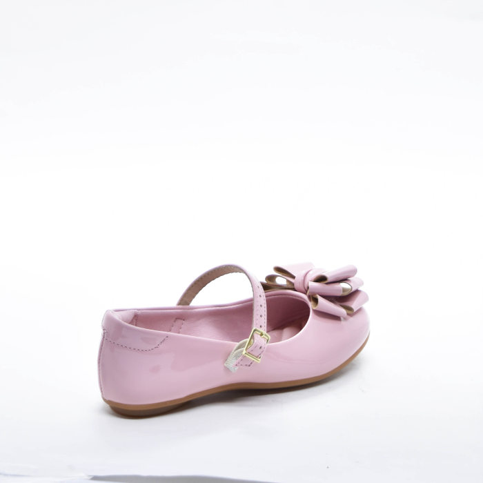 Sapatilha Molekinha Verniz Lisa Aplicação Laço Fechamento Fivela Rosa