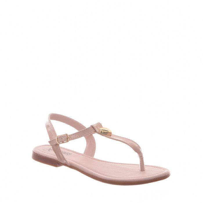 Sandália Rasteira Klin Anatômica Aplicação Coração Verniz Rosa