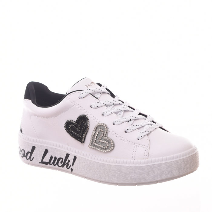 Tênis Ramarim Chunky Flatform Aplicação Coração Estrass Branco