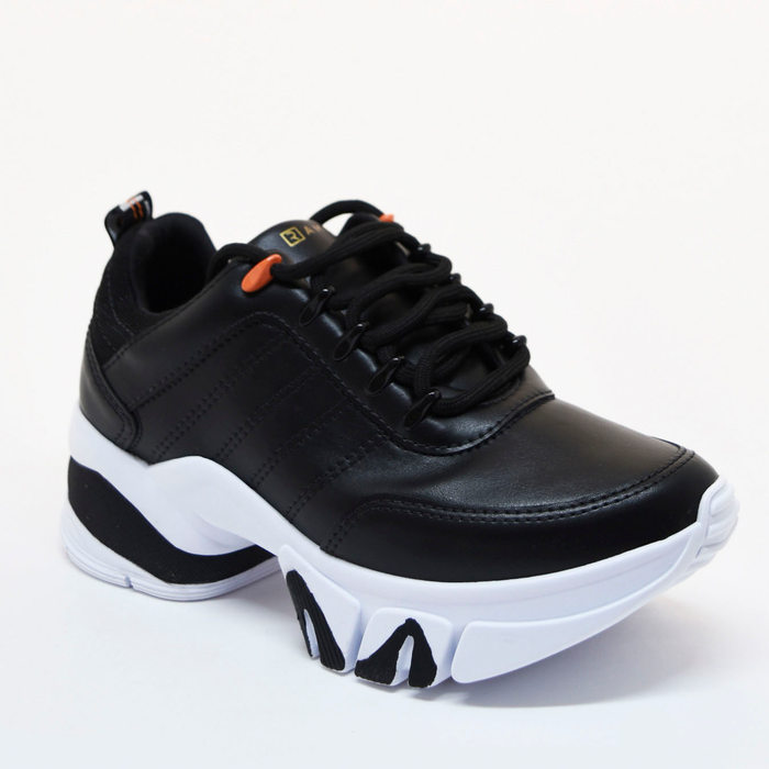 Tênis Chunky Ramarim Detalhe Costura Neon Branco e Cinza