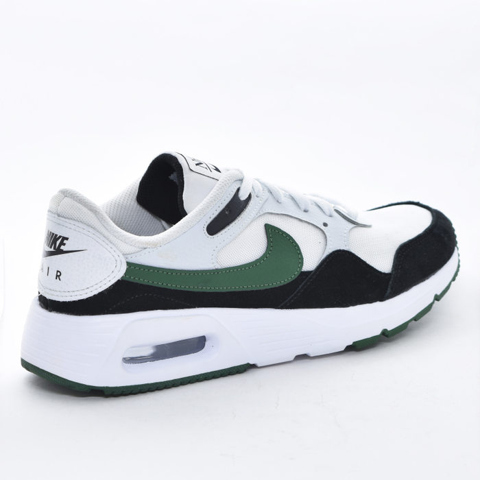 Tênis Nike Air Max SC Tela Aplicação Logo com Recortes Camurça Solado Gel Branco e Verde Musgo