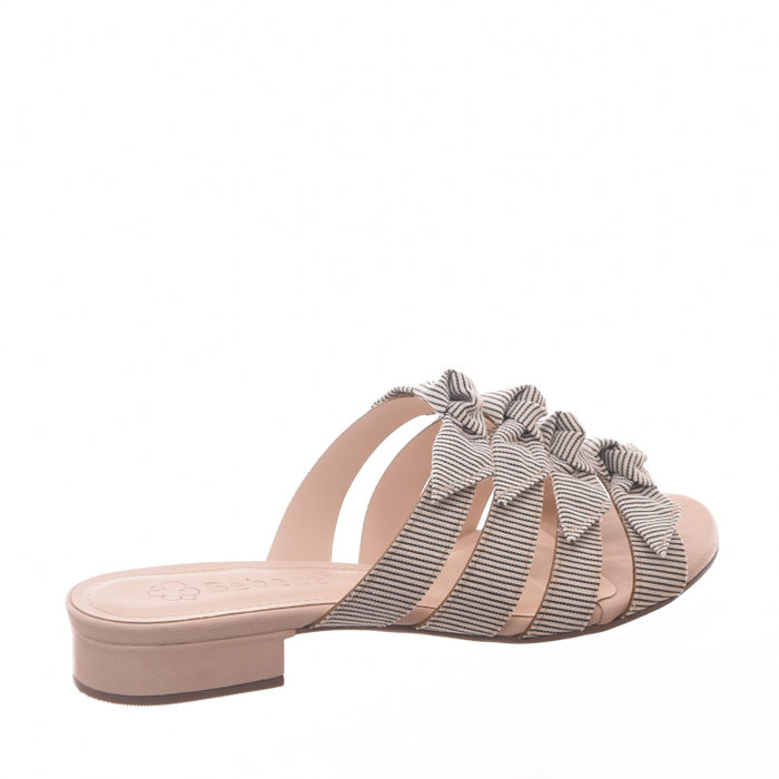 Tamanco Bebecê Listrado Detalhe Laços Preto e Branco