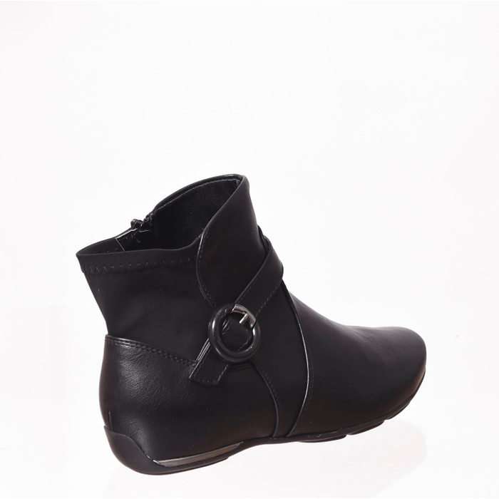BOTA ANKLE BOOT COMFORTFLEX DETALHE FIVELA E LYCRA PRETA