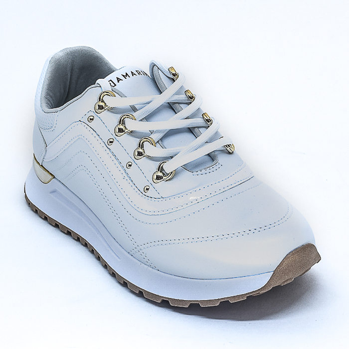 Tênis Jogger Ramarim Costura com Recortes Detalhe Metal Branco