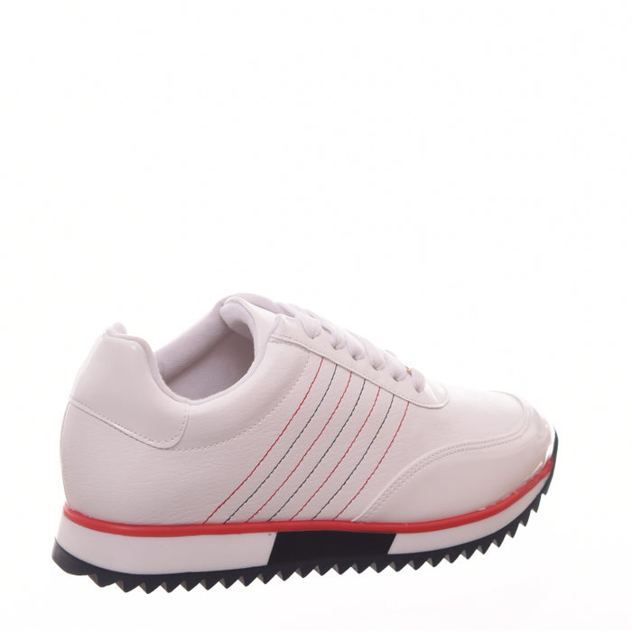 Tênis Vizzano Jogger Tratorado Detalhe Costura Lateral Branco e Vermelho