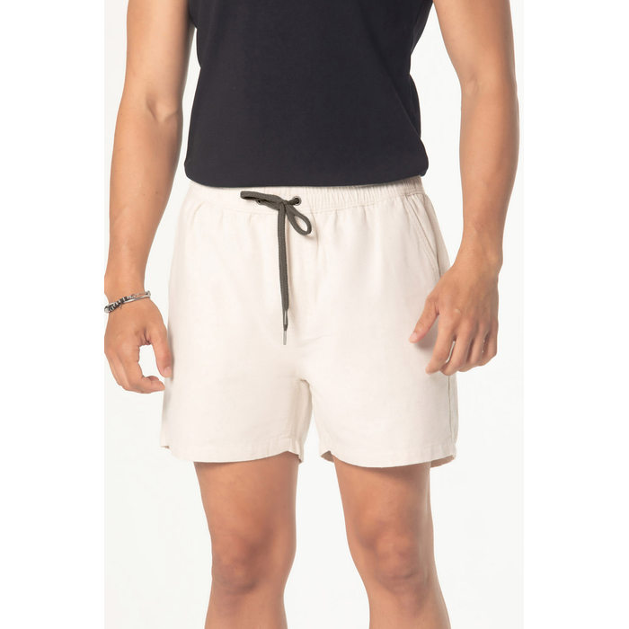 Short Dlz Algodão Viscose Linho Cós Elástico com Amarração Bolso Faca Off White