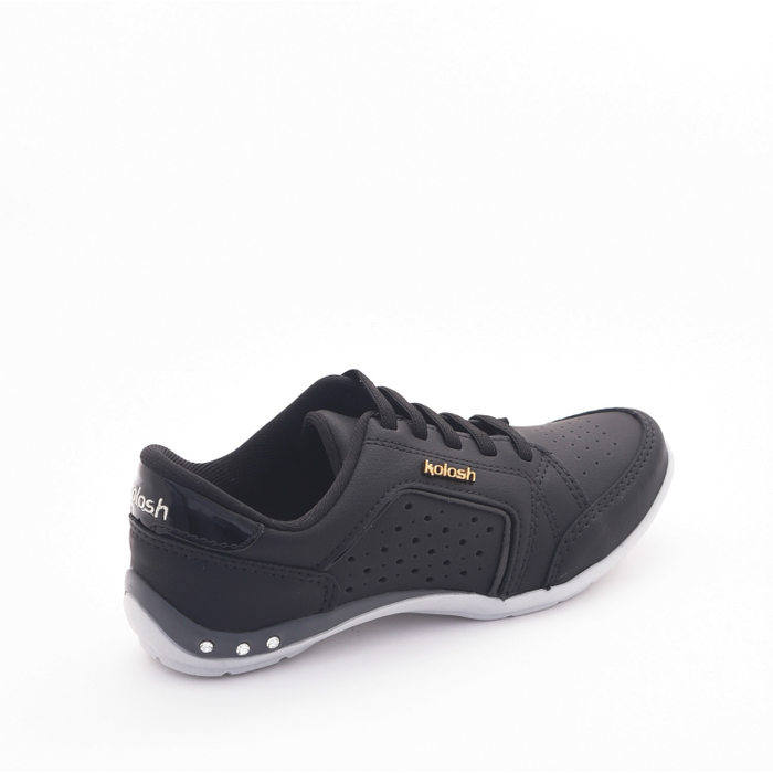 Tênis Kolosh Detalhe Microperfuros Verniz Aplicação Strass Preto