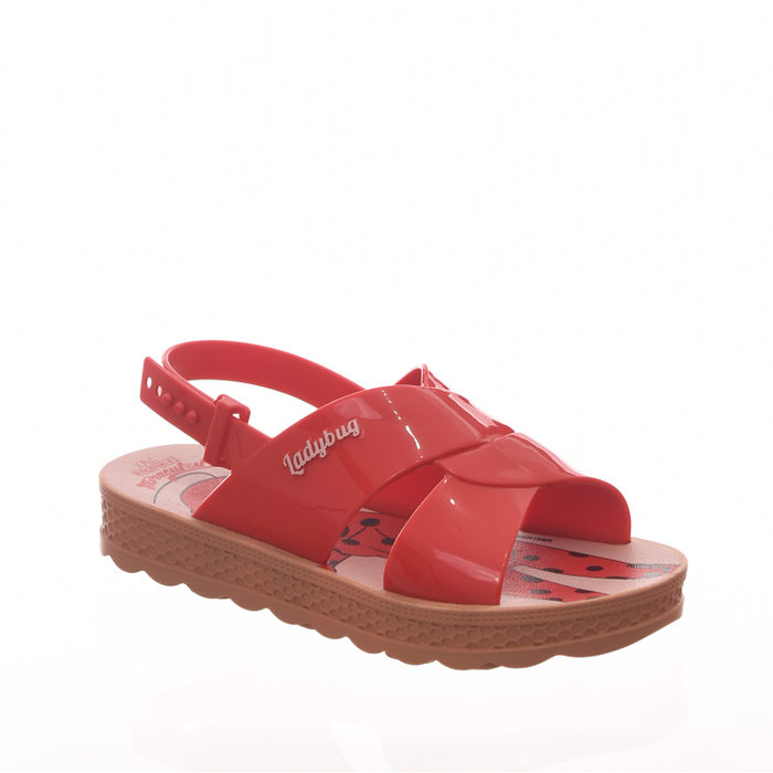 Sandália Grendene Ladybug Trip Bag Acompanha Maleta Vermelho e Caramelo