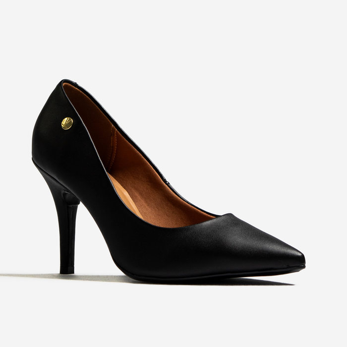 Sapato Scarpin Vizzano Liso Bico Salto Fino Alto Preto