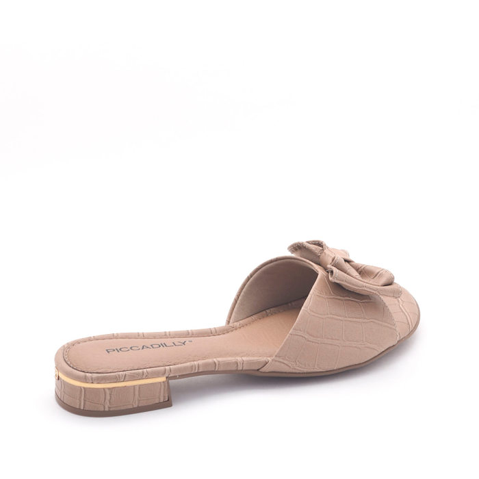 SANDÁLIA RASTEIRA PICCADILLY DETALHE CROCO LAÇO BEGE