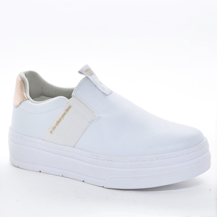 Tênis Slip-on Ramarim Flatform Lateral Elástico Detalhe Metálico Branco