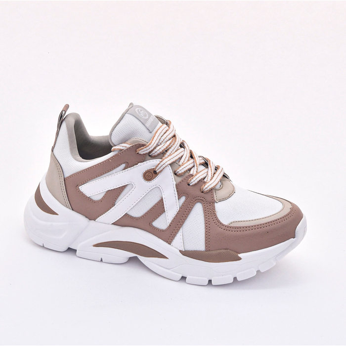 Tênis Via Marte Chunky Detalhe Costura Branco e Bege