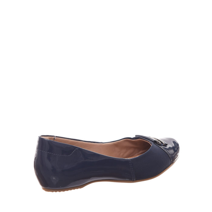 SAPATILHA COMFORTFLEX DETALHE PROTETOR PARA JOANETE E FIVELA VERNIZ AZUL MARINHO