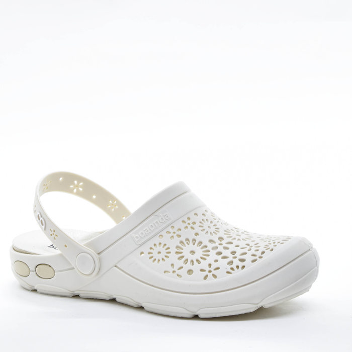 Sandália Crocs Boaonda Nellie Cabedal Tecnologia Comfortech Vazada Flores Palmilha Maxisense Off Whi