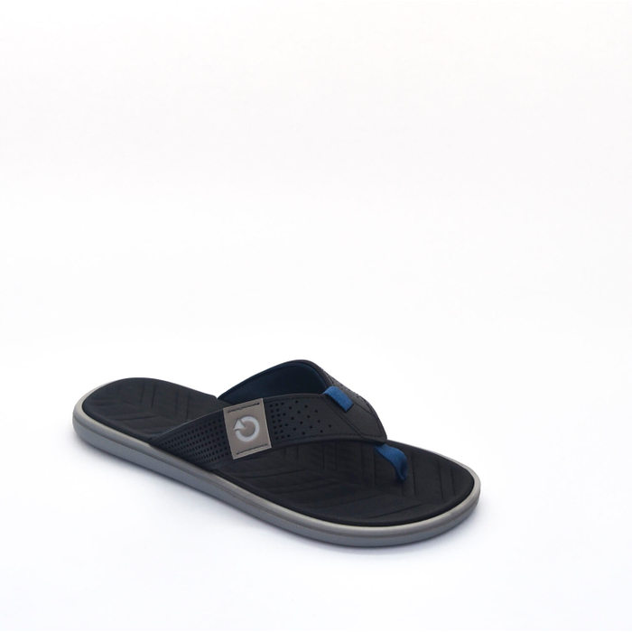 Chinelo Cartago Malta IV D Tira Dettalhe Microperfuros Preto e Cinza