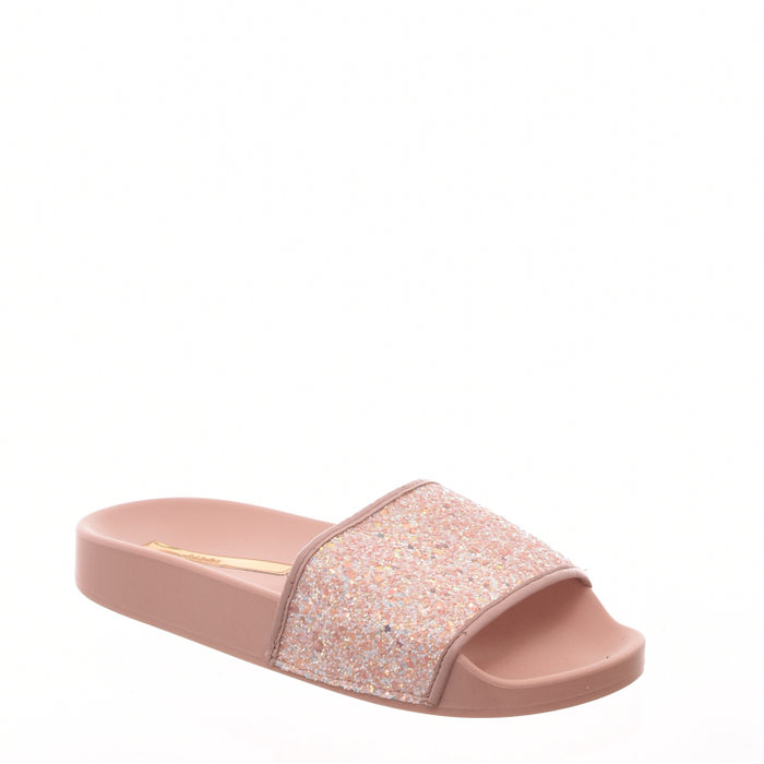 Chinelo Slide Molekinha Detalhe Glitter Rosa