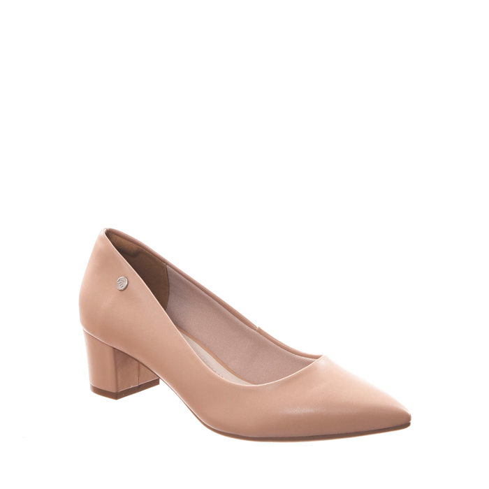 Sapato Scarpin Via Marte Salto Grosso Bico Fino Bege