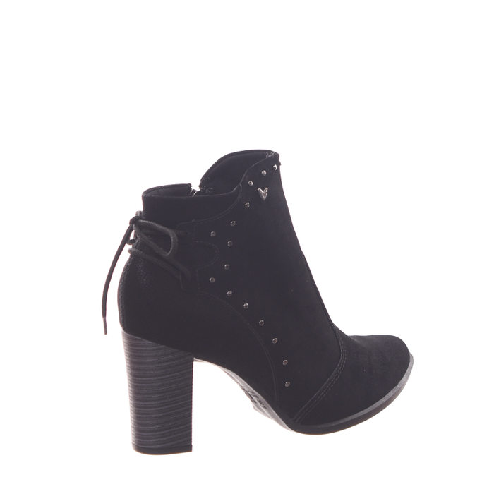 Bota Ankle Boot Mississipi Nobuck Detalhe Cobra Amarração Aplicação Tachas Preta