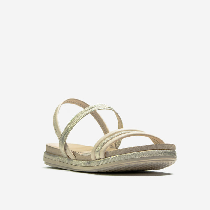 Sandália Papete Mississipi Tira Lateral Brilho Posterior Elástico Bege