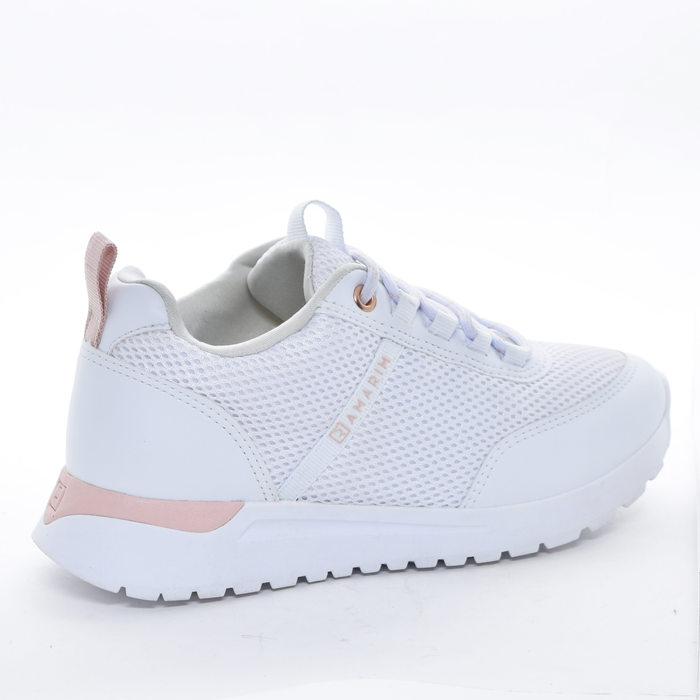 Tênis Jogger Ramarim Tela com Recortes Detalhes Rosê Branco
