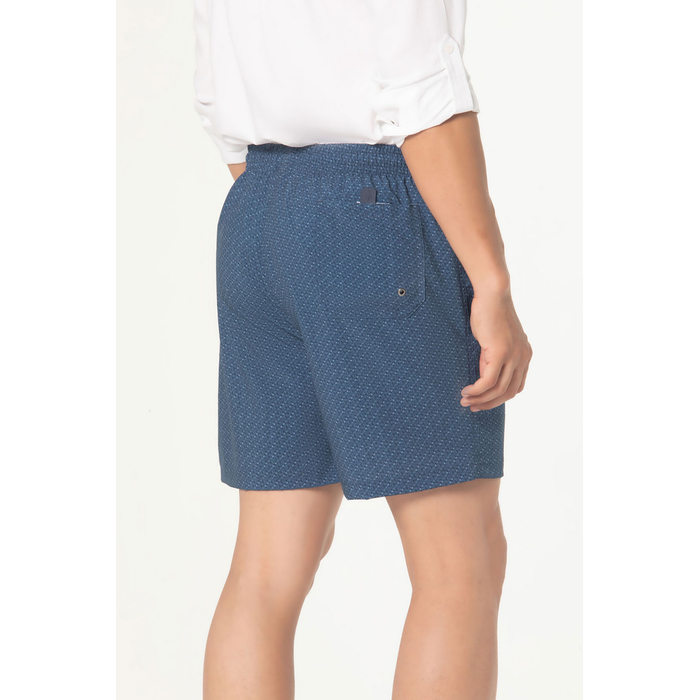 Short Dlz Poliéster Elastano Cós Elástico com Amarração Estampa Logo Bolso Embutido Azul Marinho