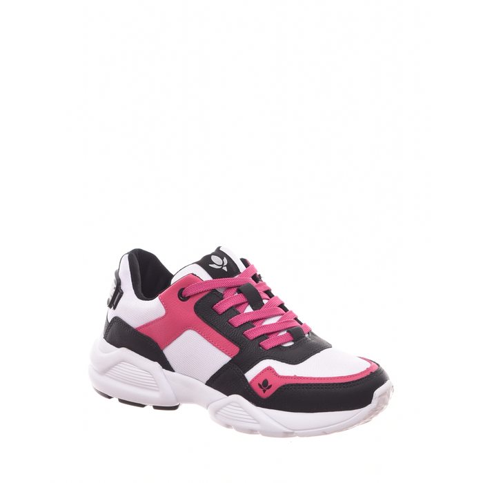 TÊNIS CHUNKY CRAVO & CANELA DETALHE EM COURO BRANCO PRETO E ROSA