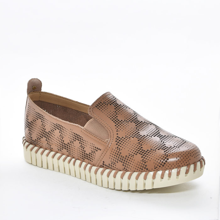 Tênis Slip-On Bottero Couro Microperfuros Trabalhado Solado Tratorado Marrom