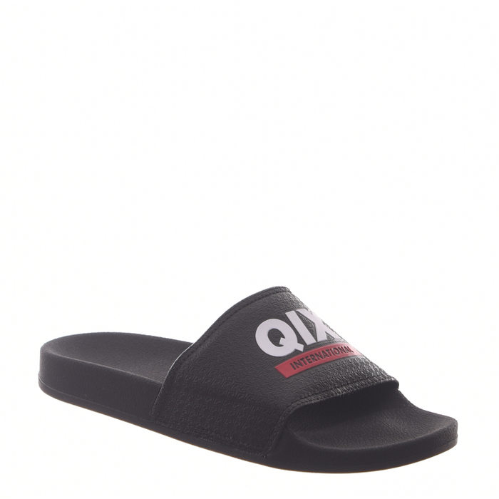 Chinelo Slide Qix Estampa Logo Preto e Branco