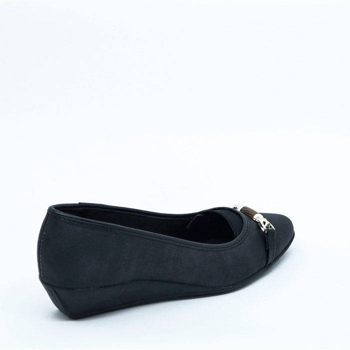 Sapato Socal Vudalfor Bico Quadrado Salto Rasteira Preto