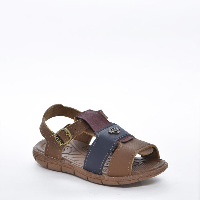 Sandália Papete Klin Anatômico Cabedal Tiras Aplicação Metal Logo Fechamento Fivela Marrom