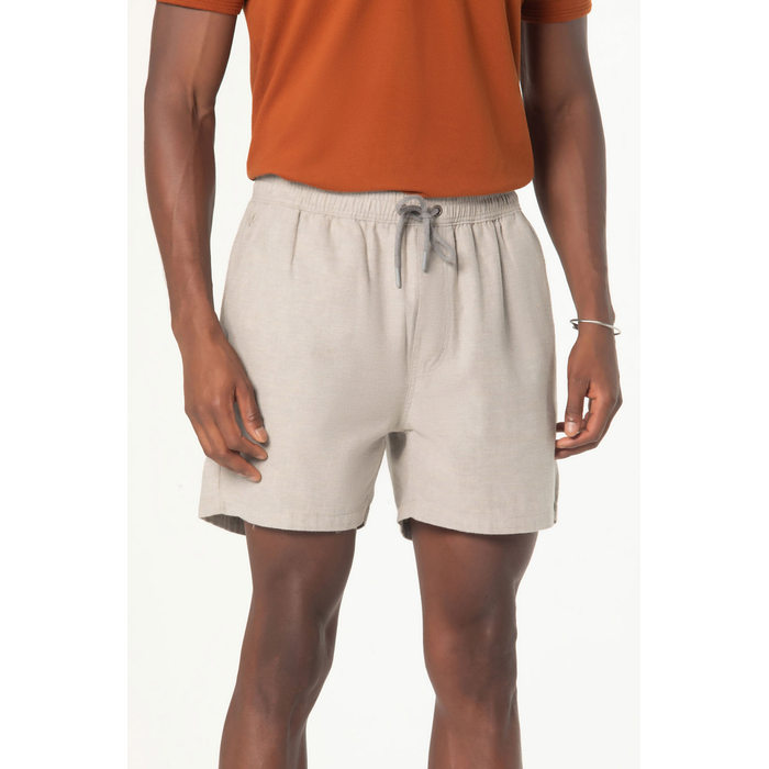 Short Dlz Algodão Cós Elástico com Amarração Bolso Faca Aplicação Logo Cinza Mescla